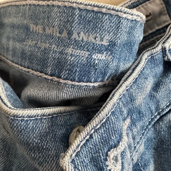 AG Adriano Goldschmied Women's Distressed Blue Jeans - Picture 2 of 8